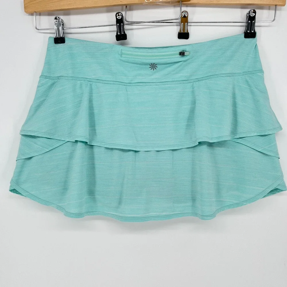 Athleta Womens XL Aqua Tiered Ruffle Tennis Golf Skort Striped Athletic - Picture 3 of 13